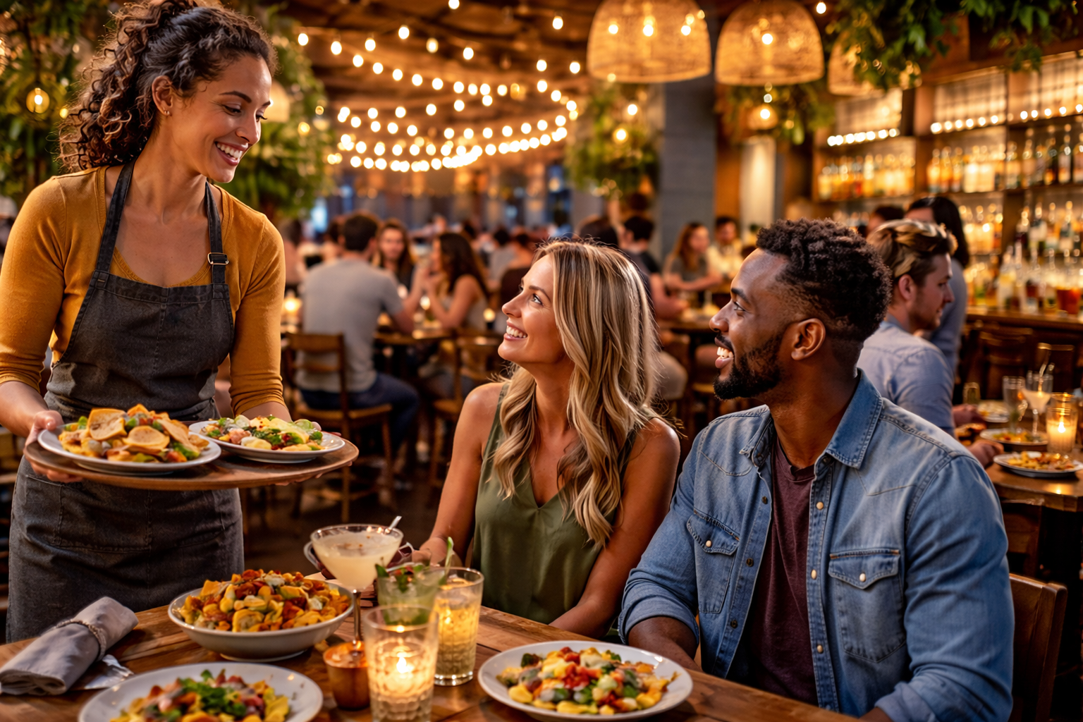 Restaurant Hospitality Experience with Friendly Service Staff